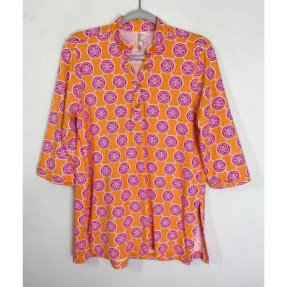 Lulu-B Orange Tunic with Pink Circle Print